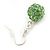 Light Green Crystal 'Ball' Drop Earrings In Silver Plating - 35mm Length - view 6