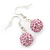 Light Pink Crystal 'Ball' Drop Earrings In Silver Plating - 35mm Length - view 3