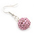 Light Pink Crystal 'Ball' Drop Earrings In Silver Plating - 35mm Length - view 4