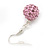 Light Pink Crystal 'Ball' Drop Earrings In Silver Plating - 35mm Length - view 6