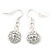 White Crystal 'Ball' Drop Earrings In Silver Plating - 35mm Length - view 2