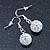 White Crystal 'Ball' Drop Earrings In Silver Plating - 35mm Length - view 7