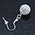 White Crystal 'Ball' Drop Earrings In Silver Plating - 35mm Length - view 6