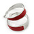 Medium Wide Red Enamel Hoop Earrings In Rhodium Plating - 40mm Diameter - view 3