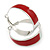 Medium Wide Red Enamel Hoop Earrings In Rhodium Plating - 40mm Diameter - view 2