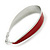 Rhodium Plated Red Enamel Oval Hoop Earrings - 7.5cm Long - view 3