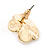 Gold Plated White/ Coral Enamel, Crystal 3D Flower Stud Earrings - 20mm Diameter - view 6