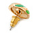 Light Green Enamel, Diamante 'Candy' Stud Earrings In Gold Plating - 13mm Diameter - view 4