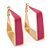 Contemporary Square Fuchsia Enamel Hoop Earrings In Gold Plating - 40mm Width - view 2
