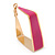 Contemporary Square Fuchsia Enamel Hoop Earrings In Gold Plating - 40mm Width - view 3