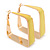 Contemporary Square Yellow Enamel Hoop Earrings In Gold Plating - 40mm Width