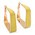 Contemporary Square Yellow Enamel Hoop Earrings In Gold Plating - 40mm Width - view 2