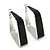Contemporary Square Black Enamel Hoop Earrings In Rhodium Plating - 50mm Width - view 2