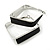 Contemporary Square Black Enamel Hoop Earrings In Rhodium Plating - 50mm Width - view 4