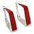 Contemporary Square Red Enamel Hoop Earrings In Rhodium Plating - 50mm Width - view 6