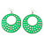 Large Lightweight Bright Green Enamel Hoop Earrings In Rhodium Plating - 8cm Drop - view 2