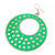 Large Lightweight Bright Green Enamel Hoop Earrings In Rhodium Plating - 8cm Drop - view 4