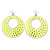 Large Lightweight Neon Yellow Enamel Hoop Earrings In Rhodium Plating - 8cm Drop - view 4