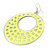 Large Lightweight Neon Yellow Enamel Hoop Earrings In Rhodium Plating - 8cm Drop - view 3