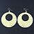Large Lightweight Neon Yellow Enamel Hoop Earrings In Rhodium Plating - 8cm Drop - view 5