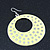 Large Lightweight Neon Yellow Enamel Hoop Earrings In Rhodium Plating - 8cm Drop - view 6