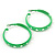 Medium Neon Green Enamel Cut Out Heart Hoop Earrings - 50mm Diameter - view 4