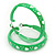 Medium Neon Green Enamel Cut Out Heart Hoop Earrings - 50mm Diameter - view 2