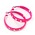 Medium Neon Pink Enamel Cut Out Heart Hoop Earrings - 50mm Diameter - view 3