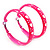 Medium Neon Pink Enamel Cut Out Heart Hoop Earrings - 50mm Diameter
