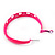 Medium Neon Pink Enamel Cut Out Heart Hoop Earrings - 50mm Diameter - view 5