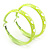 Medium Neon Yellow Enamel Cut Out Heart Hoop Earrings - 50mm Diameter