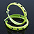 Medium Neon Yellow Enamel Cut Out Heart Hoop Earrings - 50mm Diameter - view 5