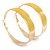 Large Wide Yellow Enamel Hoop Earrings In Gold Plating - 60mm Diameter