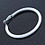 Large White Enamel Hoop Earrings In Silver Tone - 60mm Diameter - view 6