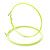 Large Neon Yellow Enamel Flat Hoop Earrings In Silver Tone - 60mm Diameter - view 5