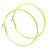 Large Neon Yellow Enamel Flat Hoop Earrings In Silver Tone - 60mm Diameter - view 8