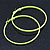 Large Neon Yellow Enamel Flat Hoop Earrings In Silver Tone - 60mm Diameter - view 3