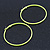 Large Neon Yellow Enamel Flat Hoop Earrings In Silver Tone - 60mm Diameter - view 6