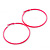 Large Deep Pink Enamel Flat Hoop Earrings In Silver Tone - 60mm Diameter - view 6