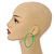 Large Lime Green Enamel Hoop Earrings In Silver Tone - 60mm Diameter - view 3