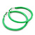 Large Lime Green Enamel Hoop Earrings In Silver Tone - 60mm Diameter - view 2