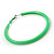 Large Lime Green Enamel Hoop Earrings In Silver Tone - 60mm Diameter - view 3
