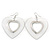 Large White Enamel 'Heart' Hoop Earrings In Rhodium Plating - 70mm Drop - view 4