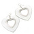 Large White Enamel 'Heart' Hoop Earrings In Rhodium Plating - 70mm Drop - view 2
