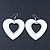 Large White Enamel 'Heart' Hoop Earrings In Rhodium Plating - 70mm Drop - view 3