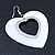 Large White Enamel 'Heart' Hoop Earrings In Rhodium Plating - 70mm Drop - view 5