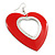 Large Red Enamel 'Heart' Hoop Earrings In Rhodium Plating - 70mm Drop - view 3