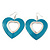 Large Teal Enamel 'Heart' Hoop Earrings In Rhodium Plating - 70mm Drop - view 2