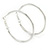 Medium, Thin Silver Tone Square Tube Round Hoop Earrings - 40mm D - view 2