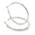 Medium, Thin Silver Tone Square Tube Round Hoop Earrings - 40mm D - view 7